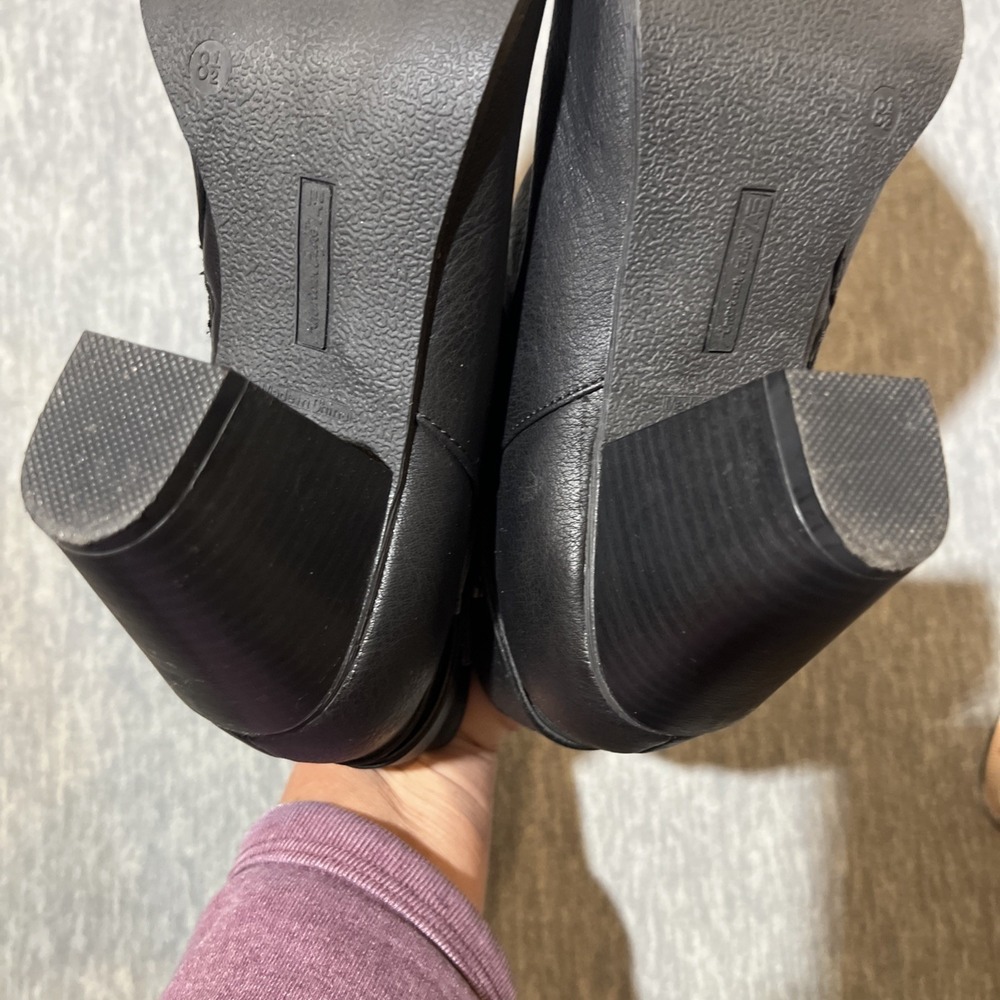 American Eagle Ankle Boots Women 8.5 Black Side Zip 3in Heel Snap Strap Faux EUC - Picture 14 of 16
